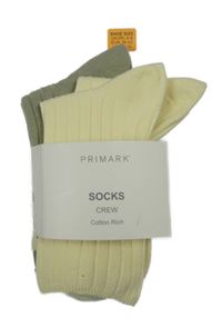 Nové - 2x žebrované ponožky - světležluté + zelenošedé Primark