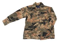 Hnědo-khaki-černá vzorovaná plátěná košilová bunda Next