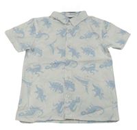 Bílá košile se světlemodrými dinosaury Primark