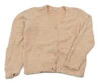 Meruňkový chlupatý propínací svetr 