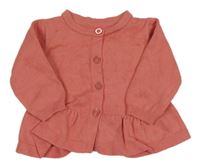 Starorůžový propínací svetr s volánkem Nutmeg