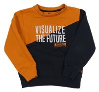 Tmavomodro-oranžová mikina s nápisem we