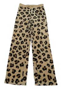 Béžovo-černé leopardí sametové tepláky H&M