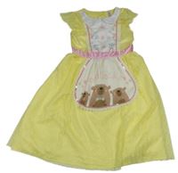 Kostým - žluté šaty s krajkou a medvědy Tu