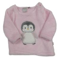 Růžová plyšová mikina s tučňákem 