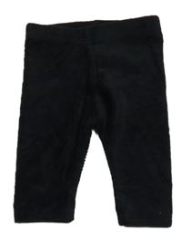 Černé žebrované sametové legíny 