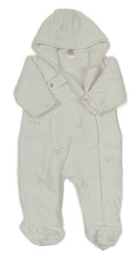 Bílá sametová podšitá kombinéza s hvězdičkami a kapucí Next