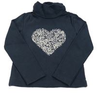 Tmavomodrá mikina se srdcem a stojáčkem C&A