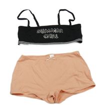 2 set - meruňkové nohavičkové kalhotky + černá lambáda s nápisem 