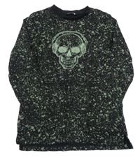 Černo-khaki flekaté triko s lebkou Pep&Co