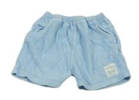 Světlemodré sametové kraťasy s nášivkou 