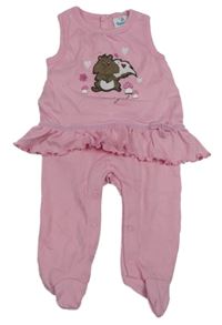 Růžové dupačky s veverkou a volánkem Topomini