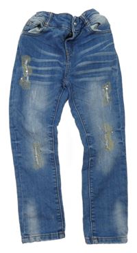 Modré skinny rifle s kamínky Denim Co.