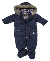 Tmavomodrá šusťáková zimní kombinéza s kapsami a kapucí Debenhams