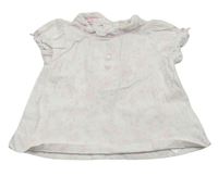 Bílé květované tričko s límečkem