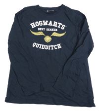 Tmavomodré triko s nápisy a zlatonkou - Harry Potter 