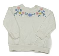 Bílá mikina s květy a madeirou Mothercare