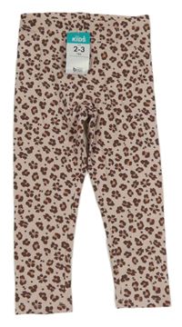 Nové - Růžovo-hnědé legíny s leopardím vzorem Matalan