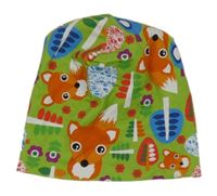 Zelená čepice s liškami 