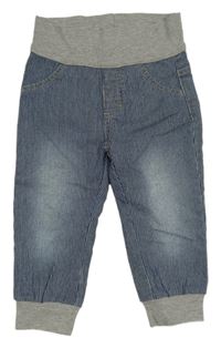 Tmavomodro-šedé pruhované teplákové cuff rifle s úpletovým pasem Topomini