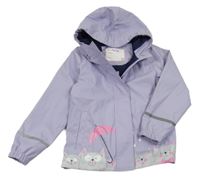 Lila voděodolná jarní bunda s kočičkami a kapucí Kiki&Koko