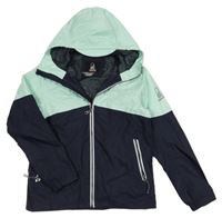 Tmavomodro-tyrkysová šusťáková jarní bunda s kapucí Tribord