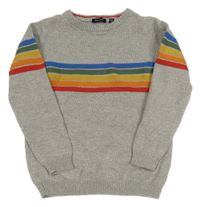 Šedo-barevný melírovaný svetr s pruhy Blue Seven 