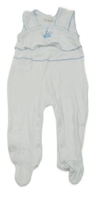 Bílo-světlemodré dupačky s mašlí 