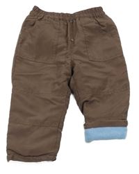 Hnědé šusťákové zateplené kalhoty Ergee