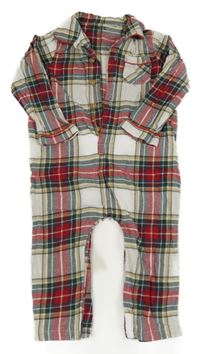 Bílo-zeleno-červený kostkovaný overal Tu