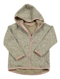 Hnědá melírovaná pletená propínací mikina s kapucí H&M
