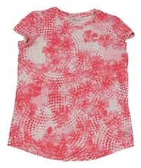 Růžovo-bílé puntíkaté květované sportovní tričko CMP