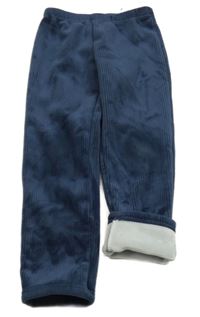 Tmavomodré žebrované plyšové zateplené legíny Topolino