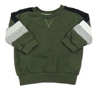 Khaki-bílo-šedo-černá mikina Next