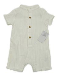 Nové - Bílý žebrovaný kraťasový overal George
