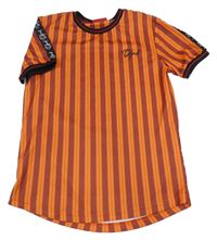 Oranžovo-vínové pruhované sportovní tričko DFND