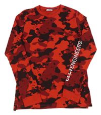 Červeno-černé army triko s potiskem 