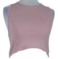 Dámský růžový žebrovaný crop top Bershka 