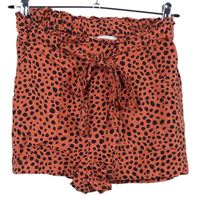 Dámské korálovo-černé vzorované volné kraťasy s páskem Primark 