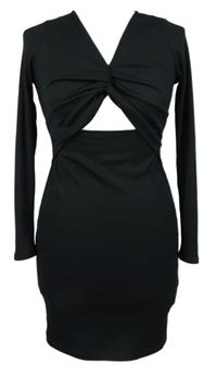 Dámské černé žebrované šaty s průstřihem New Look 