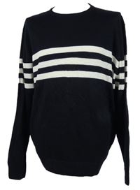 Pánský tmavomodrý pruhovaný svetr Primark 