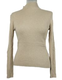 Dámský béžový žebrovaný svetr se stojáčkem Primark 