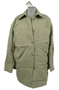 Nové - Dámská béžová šusťáková zateplená oversized košilová bunda H&M