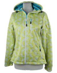 Dámská limetkovo-bílá vzorovaná softshellová bunda s kapucí Crivit 