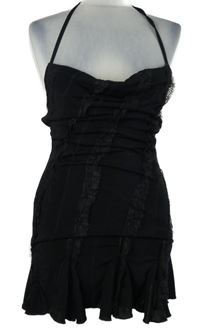 Dámské černé minišaty s krajkovými pruhy Shein 