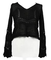 Nové - Dámský tmavohnědý háčkovaný crop svetr River Island 