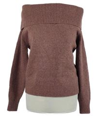 Dámský vínový svetr s komínovým límcem 