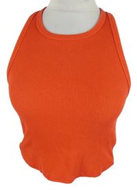 Dámský červený žebrovaný crop top zn FSBN 