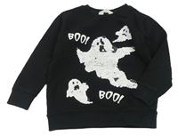 Černá mikina s duchy z flitrů H&M