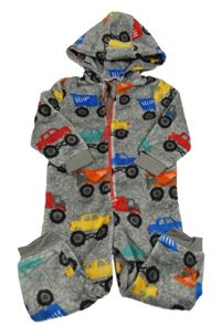 Šedá chlupatá kombinéza s auty a kapucí M&S